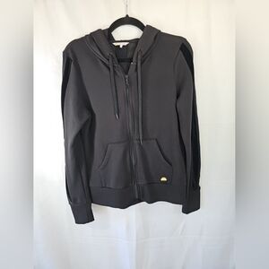 C&C California Black Front Zip Mesh Back Drawstring Hooded Jacket-Size: Medium